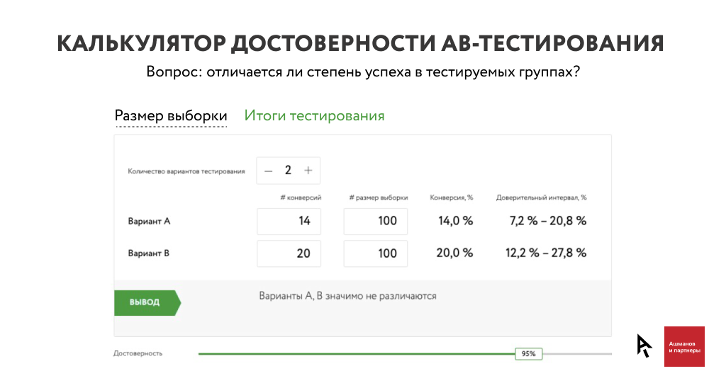 калькулятор достоверности